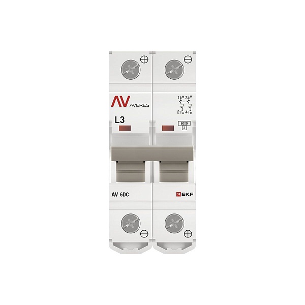 Выключатель автоматический AV-6 DC 2P 3A (L) 6kA EKF AVERES