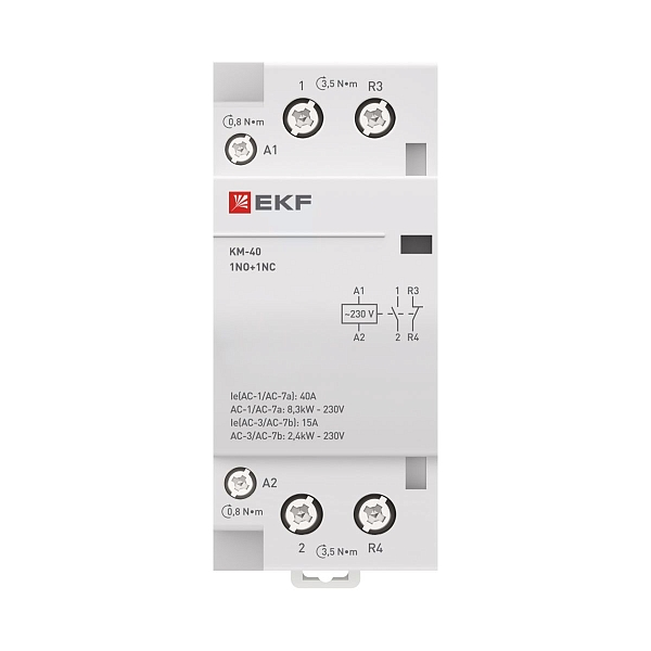 Контактор модульный КМ 40А 1NO+1NC 230В АС (2 мод.) PROXIMA EKF