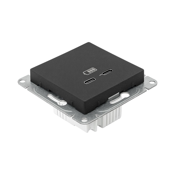 Механизм розетки USB-C - 2шт, чёрный Эпика EKF