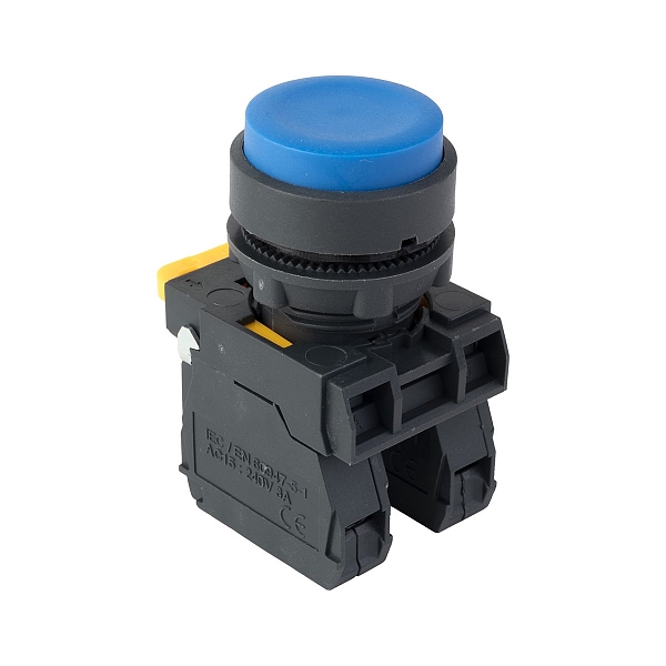 Кнопка выпирающая SB-25 без фиксации 1NO+1NС синяя IP65 EKF