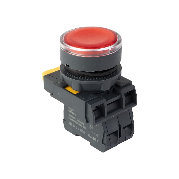 Кнопка SB-27 плоская без фиксации c подсветкой 220V AC 1NC красная IP65 EKF