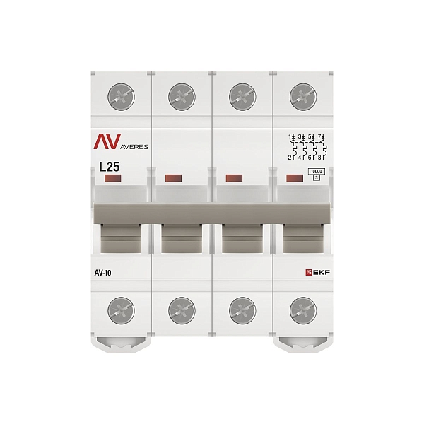 Выключатель автоматический AV-10 4P 25A (L) 10kA EKF AVERES