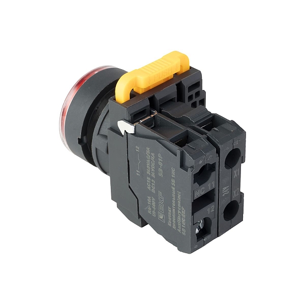 Кнопка SB-27 плоская без фиксации c подсветкой 24V DC 1NC красная IP65 EKF