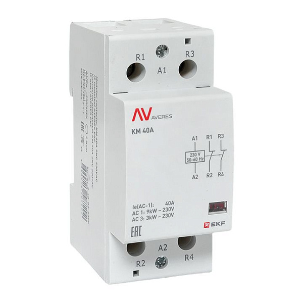 Контактор модульный КМ 40А 2NC 230В АС (2 мод.) AVERES EKF