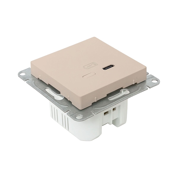 Механизм розетки USB-С, быстрая, кремовый Эпика EKF