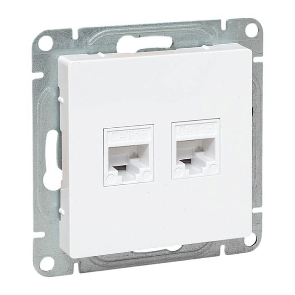 Механизм розетки RJ45 - 2шт, (cat5), белый Эпика EKF