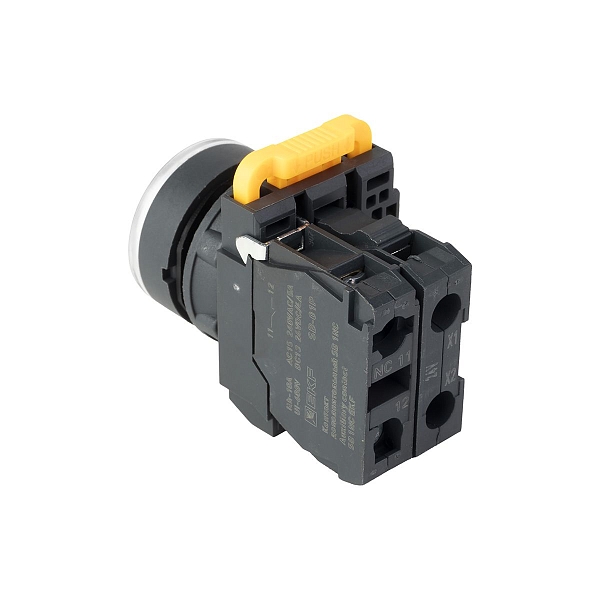 Кнопка SB-27 плоская без фиксации c подсветкой 24V DC 1NC белая IP65 EKF