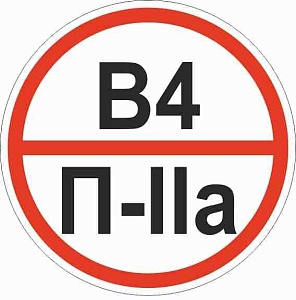 Знак пластик "Категории помещения по взрывопожарной и пожарной опасности В4 П-IIа" (200x200) ГОСТ 12.4.026-2015 EKF PROxima