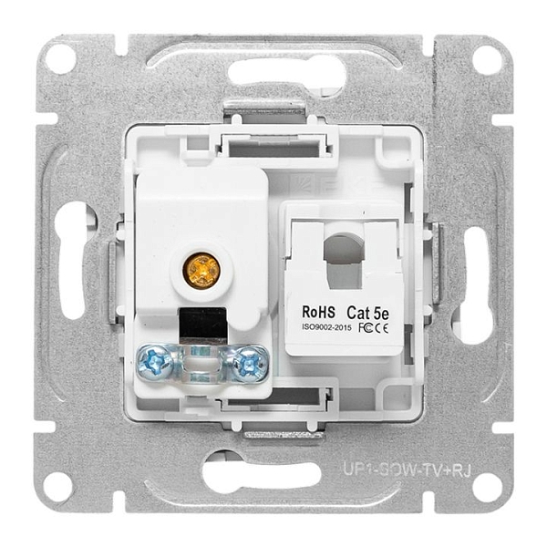 Механизм розетки TV+RJ45 (cat5), белый Эпика EKF