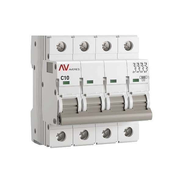Выключатель автоматический AV-10 4P 10A (C) 10kA EKF AVERES