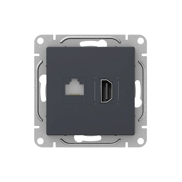Механизм розетки HDMI+RJ45 (cat5), графит Эпика EKF