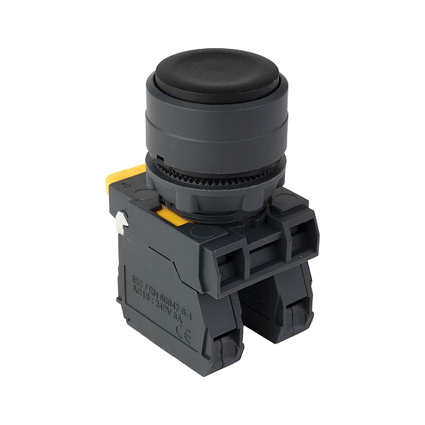 Кнопка выпирающая SB-35 с фиксацией 1NO+1NC черная IP65 EKF
