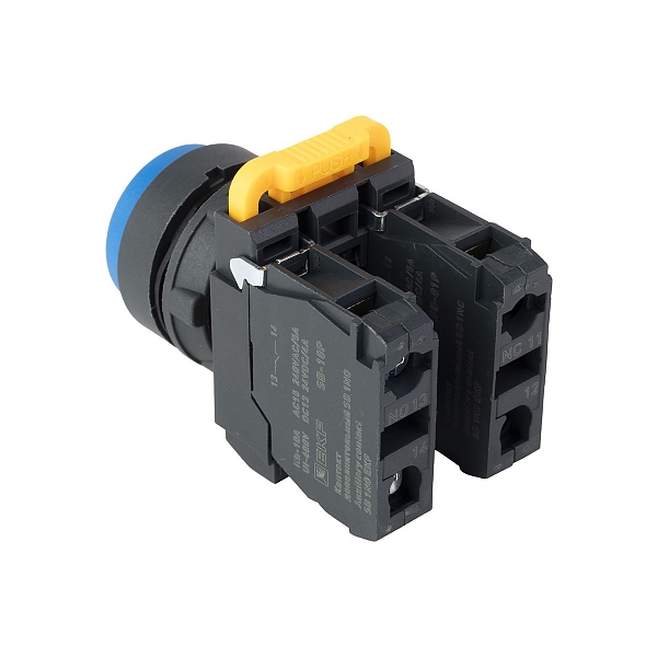 Кнопка выпирающая SB-25 без фиксации 1NO+1NС синяя IP65 EKF