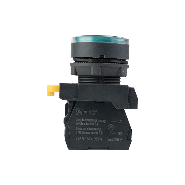 Кнопка SB-27 плоская без фиксации c подсветкой 220V AC 1NO зеленая IP65 EKF