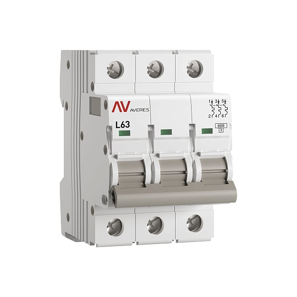 Выключатель автоматический AV-6 3P 63A (L) 6kA EKF AVERES