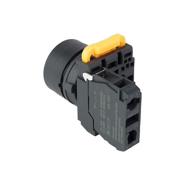 Кнопка SB-31 плоская с фиксацией 1NO желтая IP65 EKF