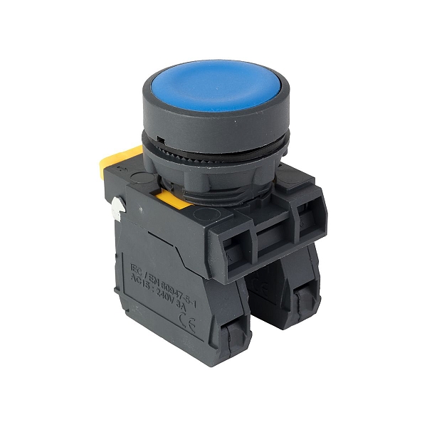 Кнопка SB-21 плоская без фиксации 1NO+1NС синяя IP65 EKF