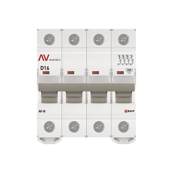 Выключатель автоматический AV-10 4P 16A (D) 10kA EKF AVERES