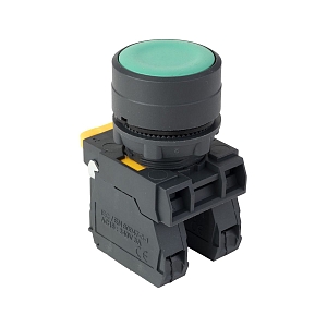 Кнопка SB-31 плоская с фиксацией 1NO+1NС зеленая IP65 EKF