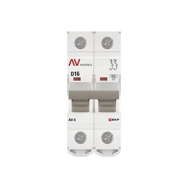 Выключатель автоматический AV-6 2P 16A (D) 6kA EKF AVERES