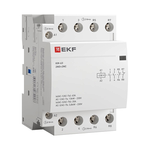 Контактор модульный КМ 63А 2NO+2NC 230В АС (3 мод.) PROXIMA EKF