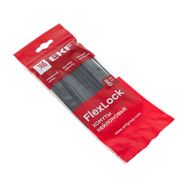 Хомут P6.6 стандартный (ч), 2.5x160 (100шт) FlexLock EKF