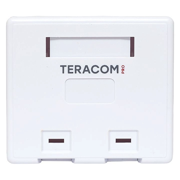 Корпус настенной розетки TERACOM PRO на 2 модуля Keystone со шторками и маркерами белый