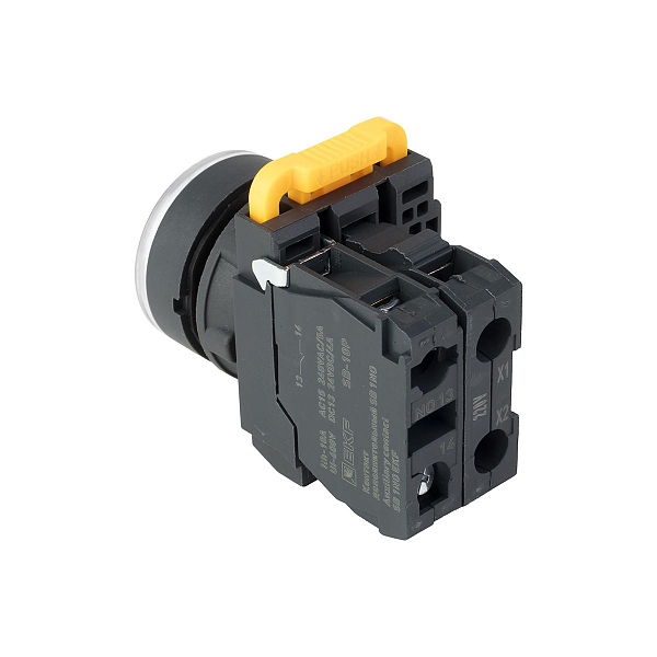 Кнопка SB-27 плоская без фиксации c подсветкой 220V AC 1NO белая IP65 EKF