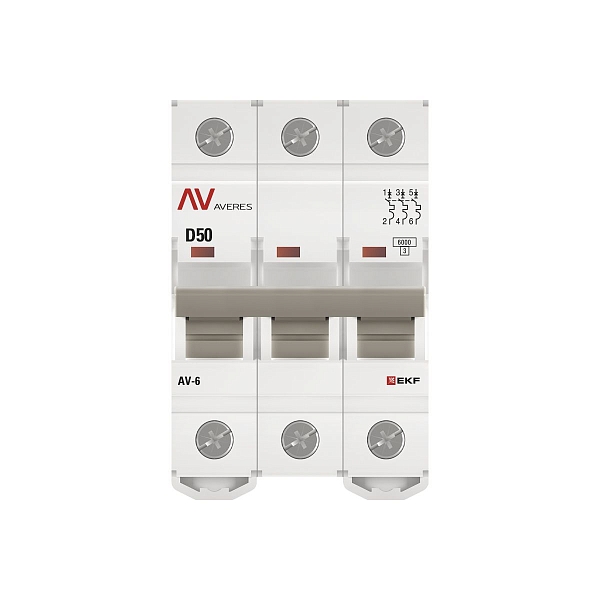 Выключатель автоматический AV-6 3P 50A (D) 6kA EKF AVERES