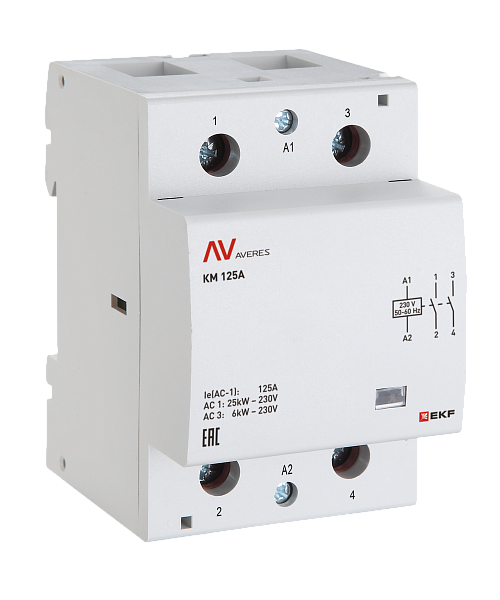 Контактор модульный КМ 100А 1NO+1NC 110В АС (3 мод.) AVERES EKF