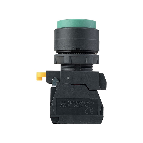 Кнопка выпирающая SB-35 с фиксацией 1NO+1NC зеленая IP65 EKF