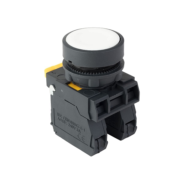 Кнопка SB-21 плоская без фиксации 1NO+1NС белая IP65 EKF