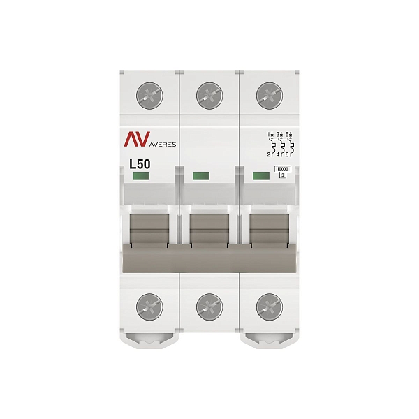 Выключатель автоматический AV-10 3P 50A (L) 10kA EKF AVERES