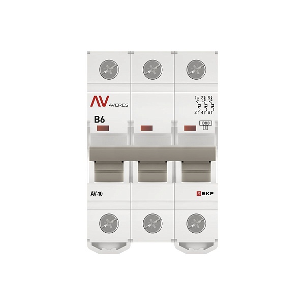 Выключатель автоматический AV-10 3P 6A (B) 10kA EKF AVERES