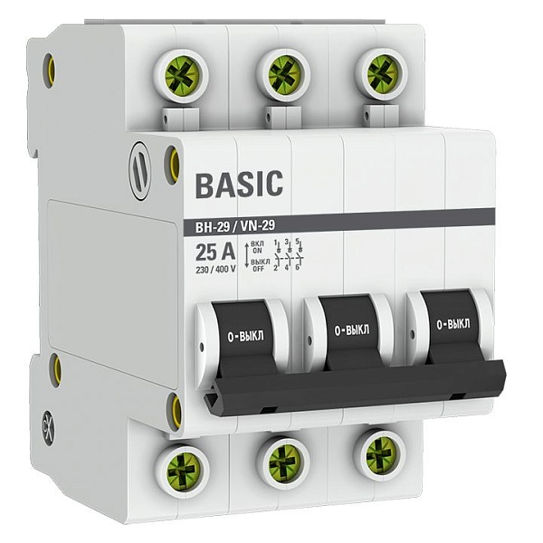 Выключатель нагрузки ВН-29 3P 25А BASIC