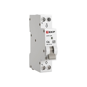 Автоматический выключатель дифференциального тока АВДТ-63М 1P+N 18мм 6А характеристика C 30мА тип A электронный 6кА PROXIMA EKF