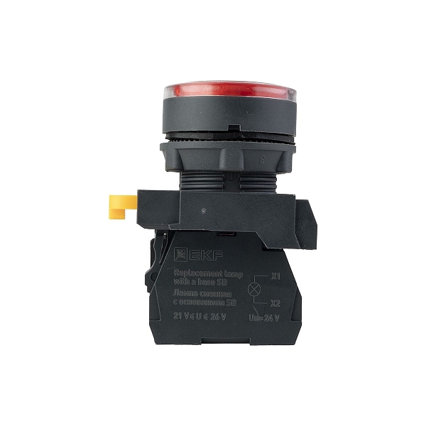 Кнопка SB-27 плоская без фиксации c подсветкой 24V DC 1NO красная IP65 EKF