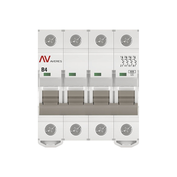 Выключатель автоматический AV-6 4P 4A (B) 6kA EKF AVERES
