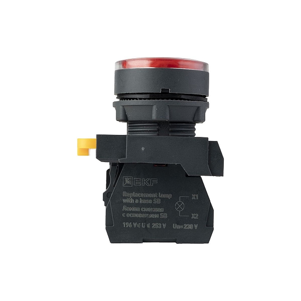 Кнопка SB-27 плоская без фиксации c подсветкой 220V AC 1NC красная IP65 EKF
