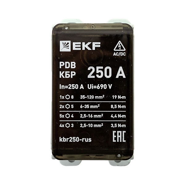 Клеммный блок распределительный КБР 250A EKF