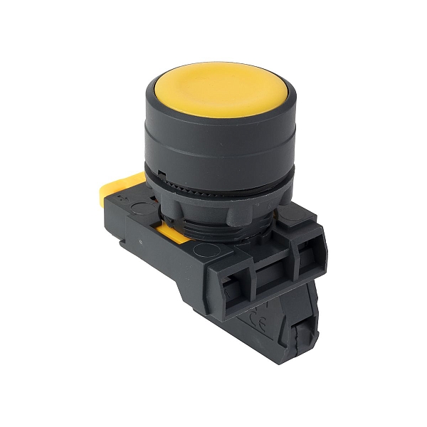 Кнопка SB-31 плоская с фиксацией 1NO желтая IP65 EKF