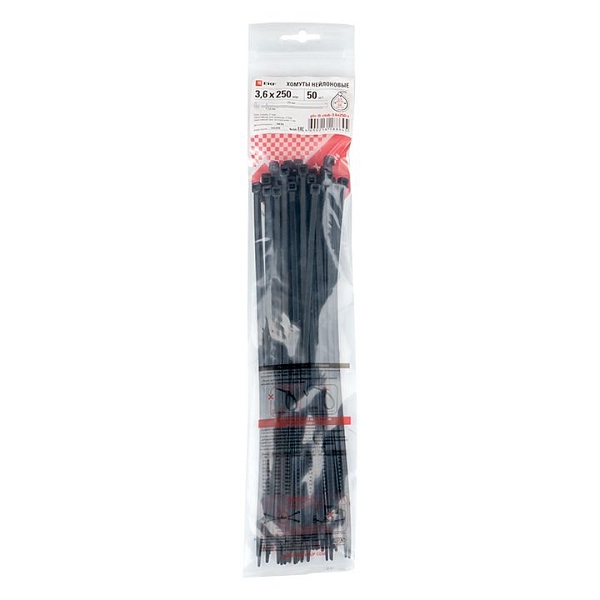Хомут P6.6 стандартный (ч), 3.6x250 (50шт) FlexLock PROxima