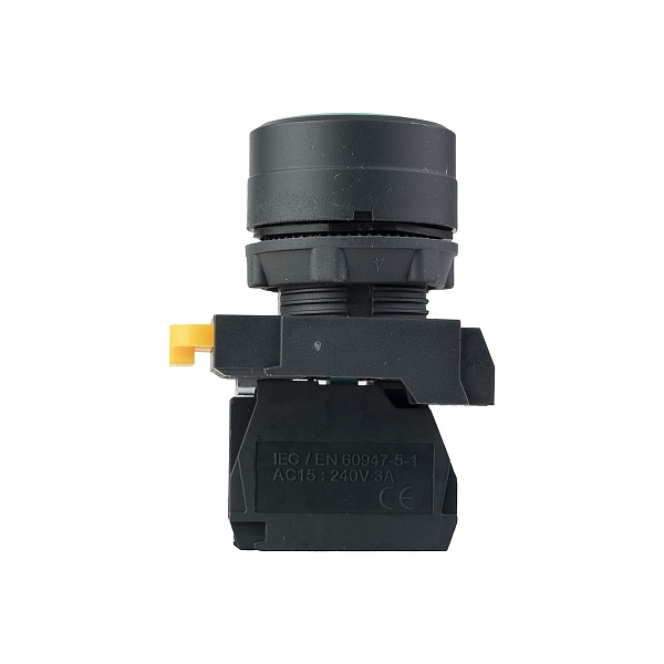 Кнопка SB-31 плоская с фиксацией 1NO зеленая IP65 EKF