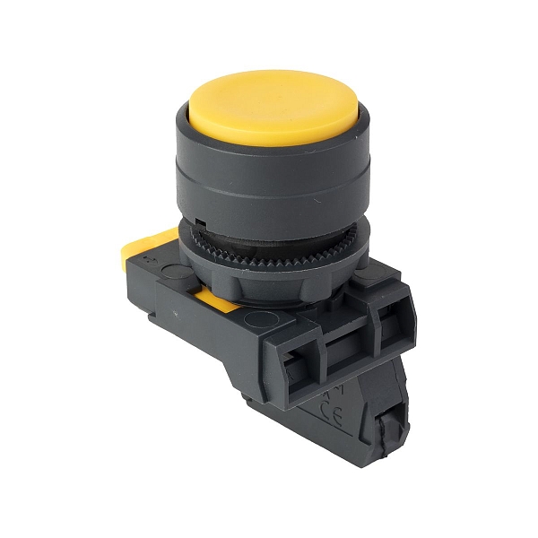 Кнопка выпирающая SB-35 с фиксацией 1NC желтая IP65 EKF