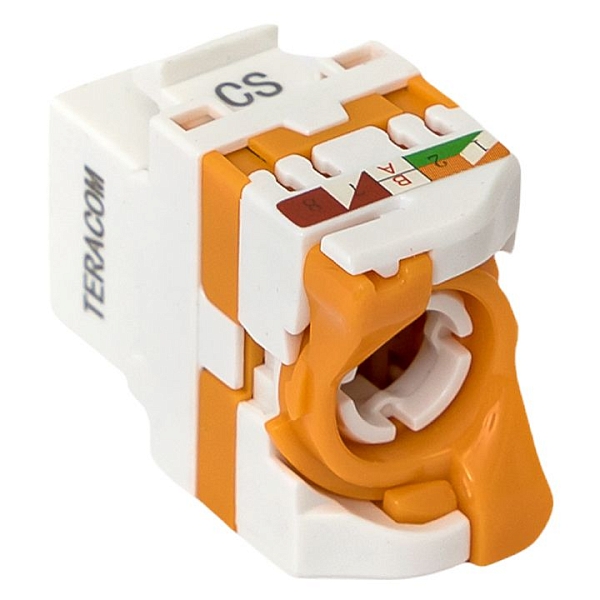 Модуль Keystone TERACOM CS Cat.6A неэкранированный 110 IDC 180 градусов самозажимной (Toolless) оранжевый