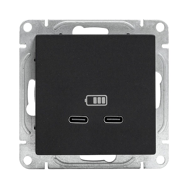 Механизм розетки USB-C - 2шт, чёрный Эпика EKF