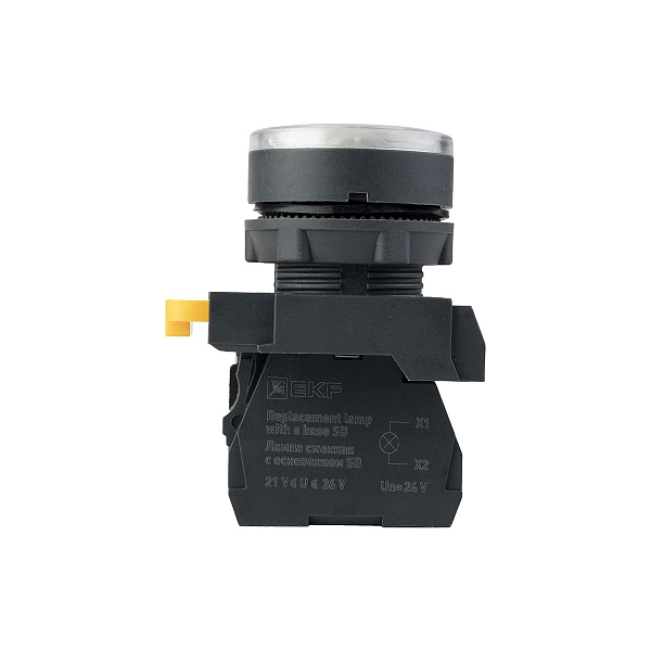 Кнопка SB-27 плоская без фиксации c подсветкой 24V DC 1NO белая IP65 EKF