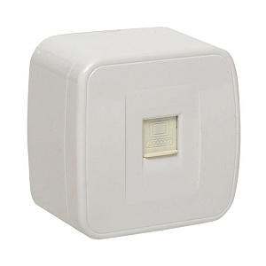 Минск Розетка RJ-45 1-местная, ОП 1А, 120В, белая EKF