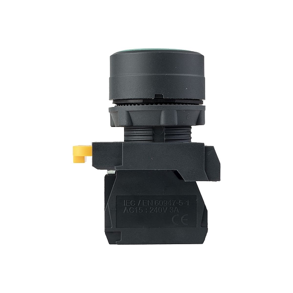Кнопка SB-31 плоская с фиксацией 1NС зеленая IP65 EKF