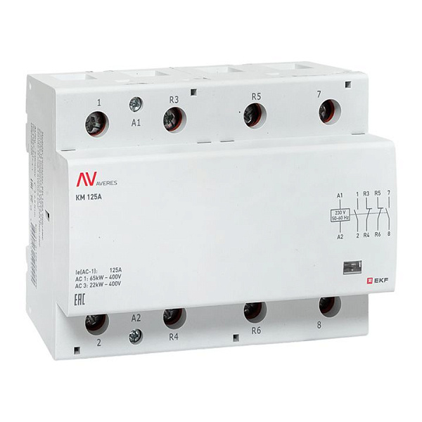 Контактор модульный КМ 125А 2NO+2NC 230В АС (6 мод.) AVERES EKF